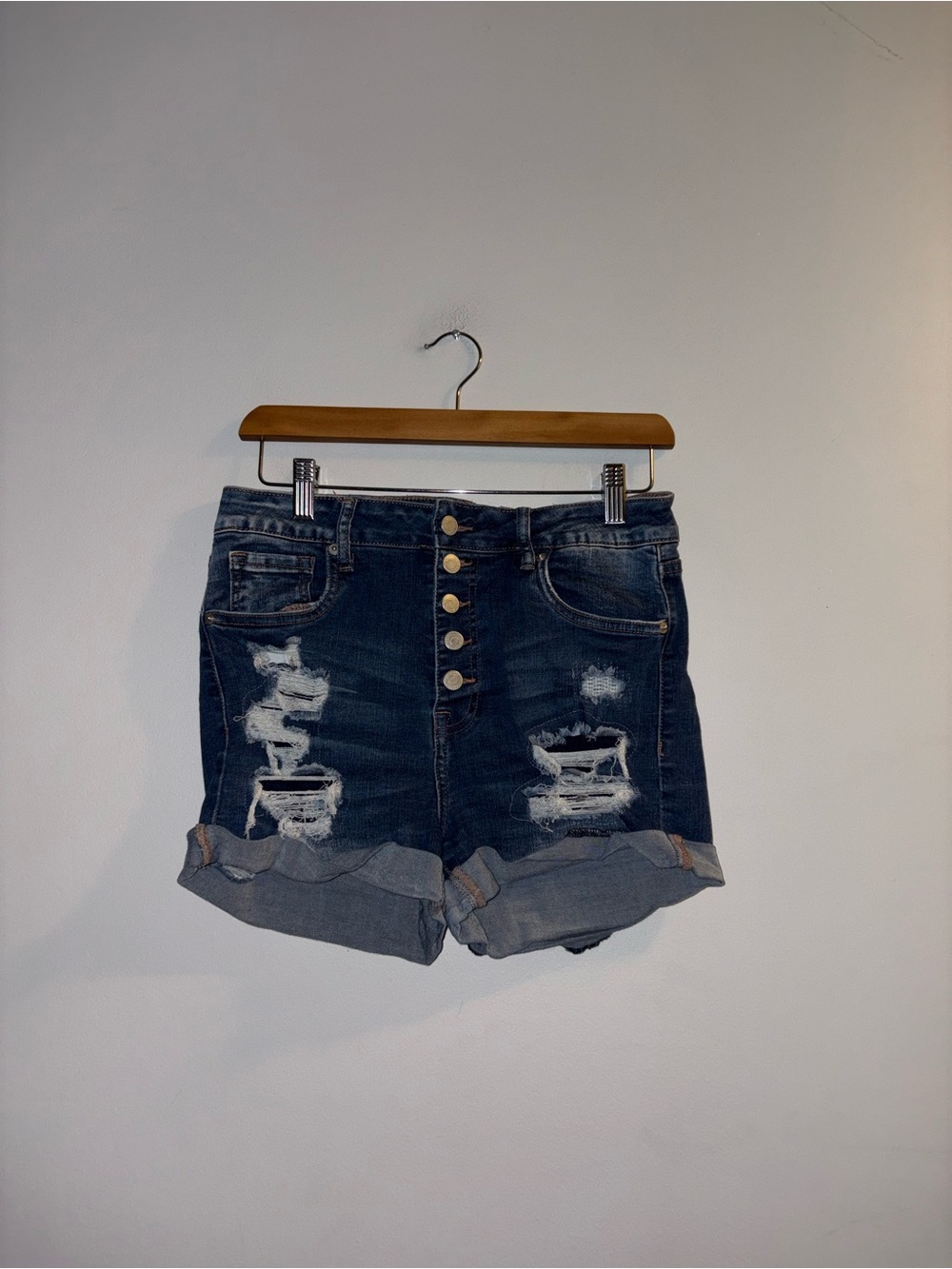 Aeropostale | Distressed Button Fly Denim Shorts